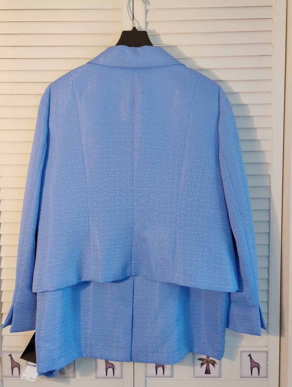 Kasper Light Blue Textured Skirt Set Jacket - Picture 2 of 11